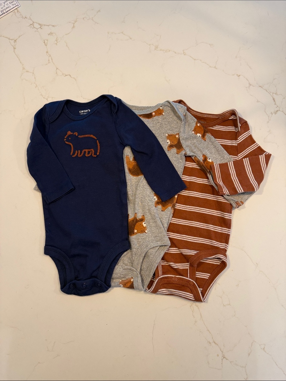 Set of 3 Carter's Long-Sleeve Baby One-Piece Bodysuits